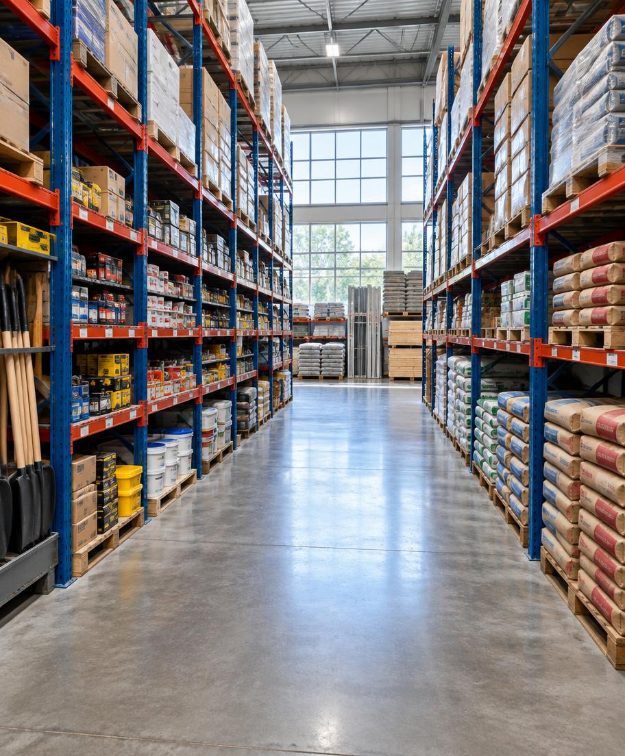 Hardware warehouse aisle (illustrative)